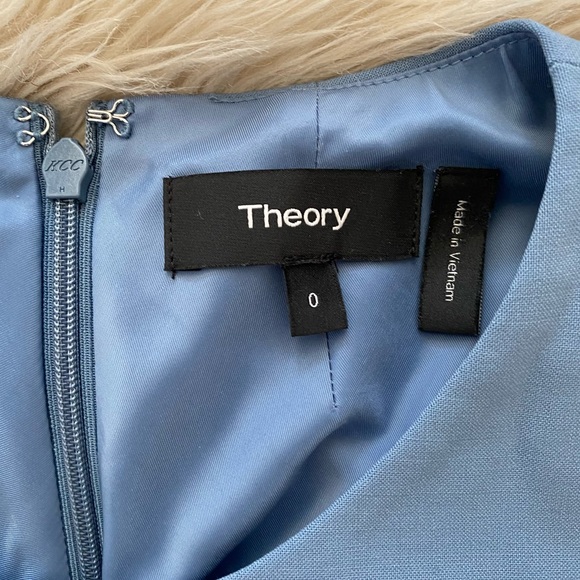 Theory Blue Gray Virgin Wool Crepe Fabric Sleeveless A-Line Raneid Dress - Picture 10 of 11